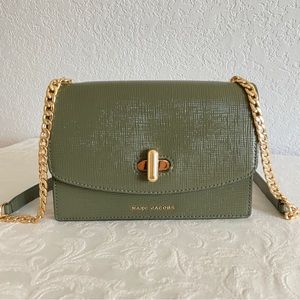 Marc Jacobs Olive Green Crossbody Bag with Gold Chain